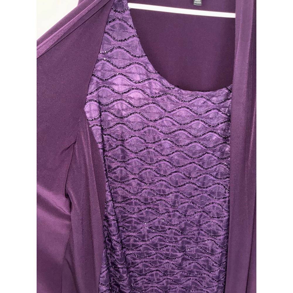 Connected Apparel Jacket Dress Women 20W Purple Glitter Wave Textured 2pc Set - Picture 4 of 10